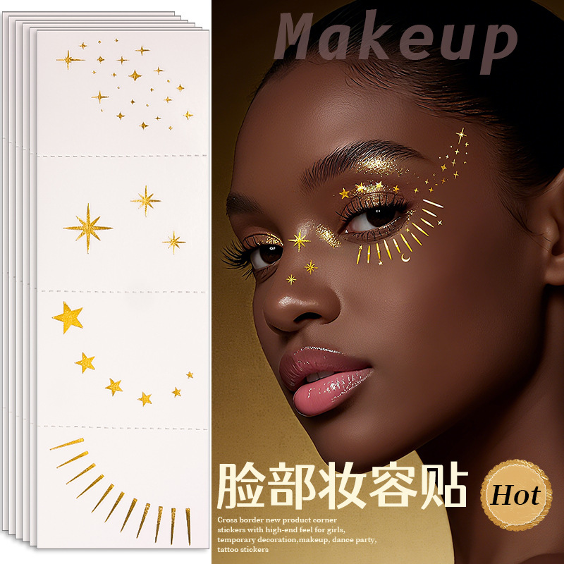 10-Pack Eye Tattoo Paste Stickers Waterproof Versatile Eye Makeup Stickers Stage Makeup Eye Stickers Face Tattoos Sticker Face Glitter Gold Eye Freckle Christmas Party Accessories Easy to Use E25