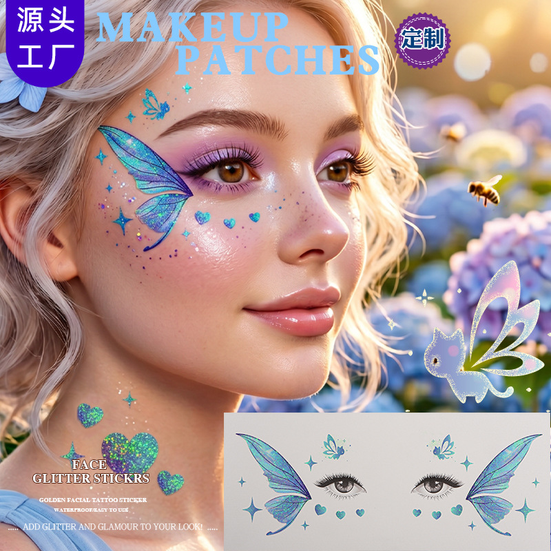 10-Pack Glitter Butterfly Face Tattoos Sticker Face Glitter Colorful Eye Freckle Waterproof Sweatproof Rave Accessories LOVE Star Heart Makeup Temporary Tattoos Sticker Sparkle Butterflies Pat E23