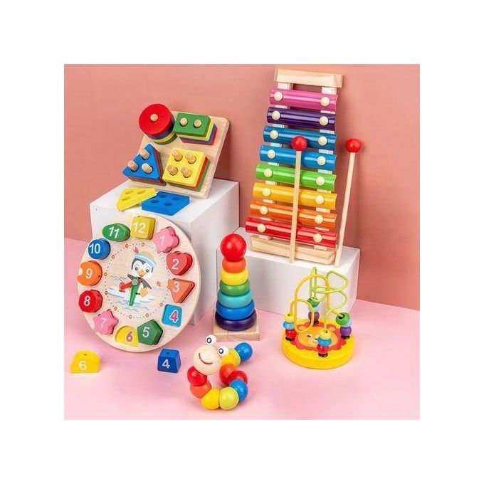 9pcs Kids Musical Instruments Wooden Percussion Instruments Tambourine Xylophone Toys for Kids Children, Preschool Education Early Learning Musical Toy for Boys and Girls