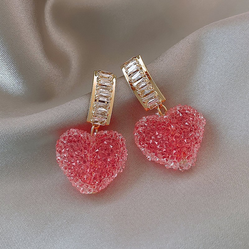 2 * PCS Cross border Popular Earrings Sweet Love Candy Earrings Light Luxury Niche Premium Earrings Sugar Peach Heart Earrings Female random As Picture