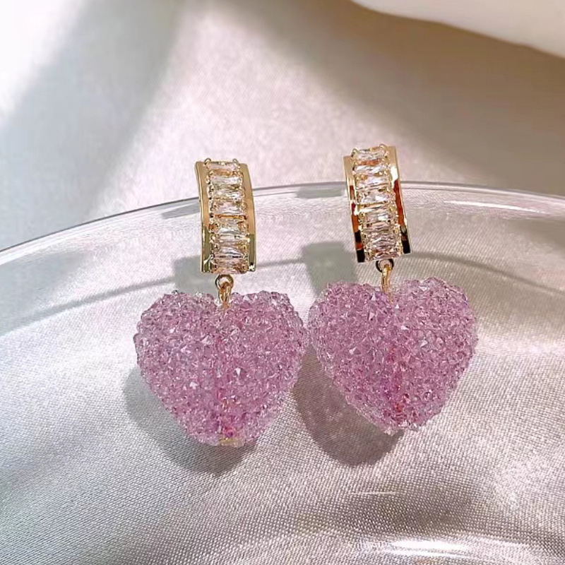 2 * PCS Cross border Popular Earrings Sweet Love Candy Earrings Light Luxury Niche Premium Earrings Sugar Peach Heart Earrings Female random As Picture
