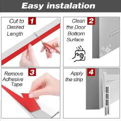 Adhesive Rubber Under Door Sealing Strip for Dust, Noise, Insects, and Wind Protection, 1m Durable Weatherproof Door Gap Seal for Home and Office