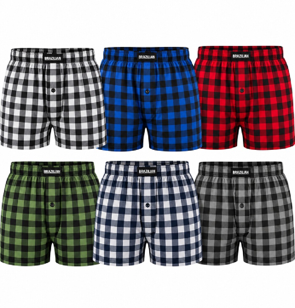 🔥HOT DEAL FOR MEN 🔥   6 Pcs Men’s Pure Cotton Checked Boxers | Finest Quality Breathable Fabric | Soft, Comfortable & Durable Men’s Underwear