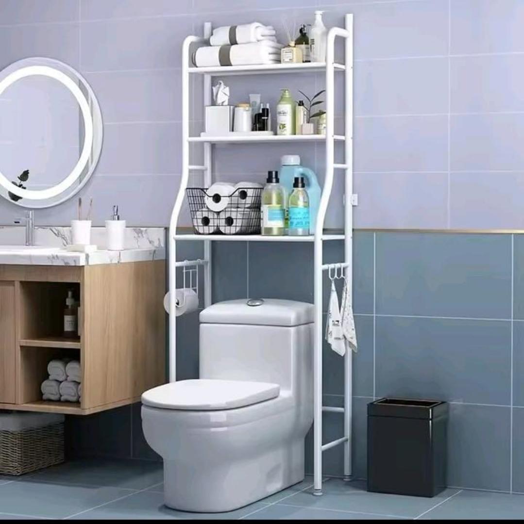 3-Tier Over the Toilet Storage Rack – Bathroom Organizer Shelf with Towel Bar & Hooks