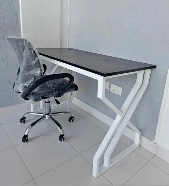 1.2 Meter Metallic stand office desk+ Ergonomic Chair set – Durable & Comfortable for Home & Office (Black)