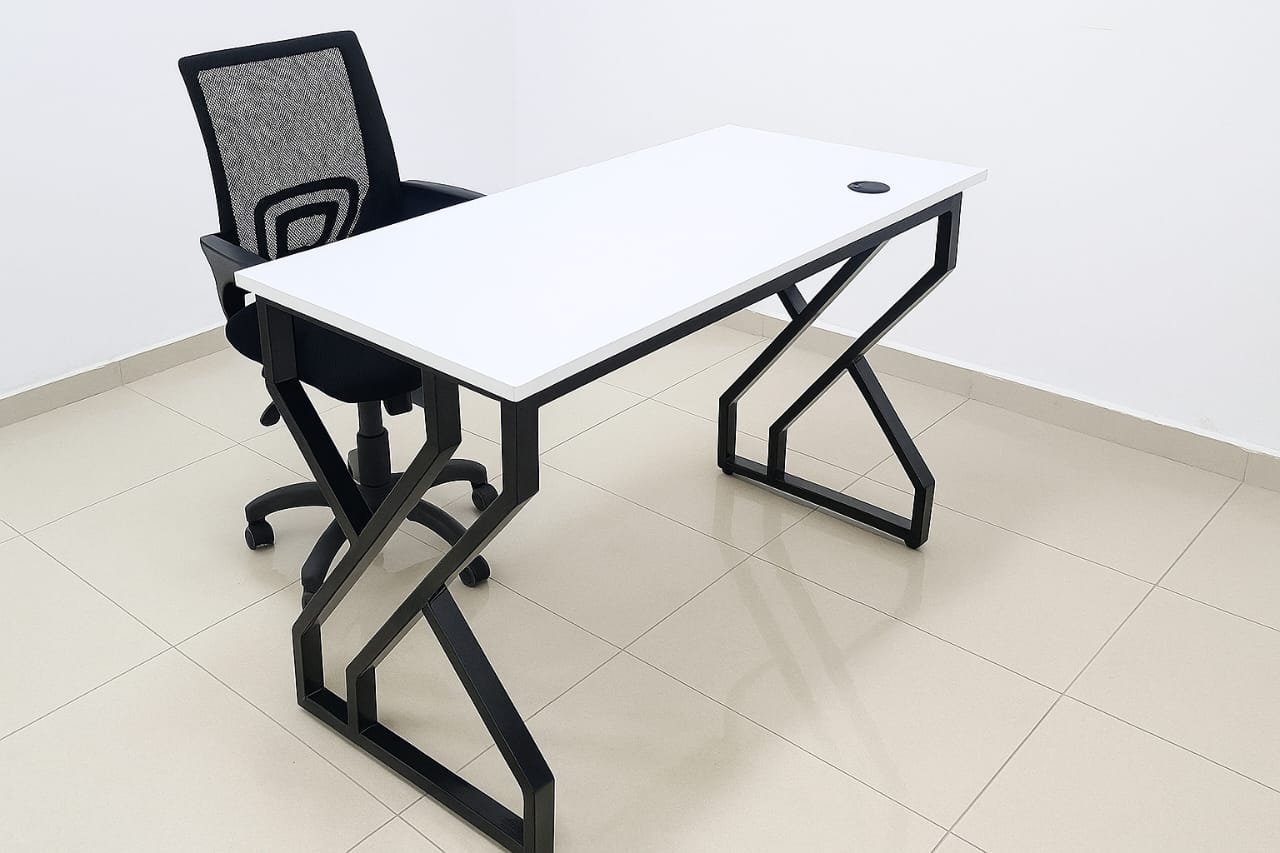 Modern Office Set Desk with metallic stands 1.2 Meters and Office Chair for Comfortable Home & Office