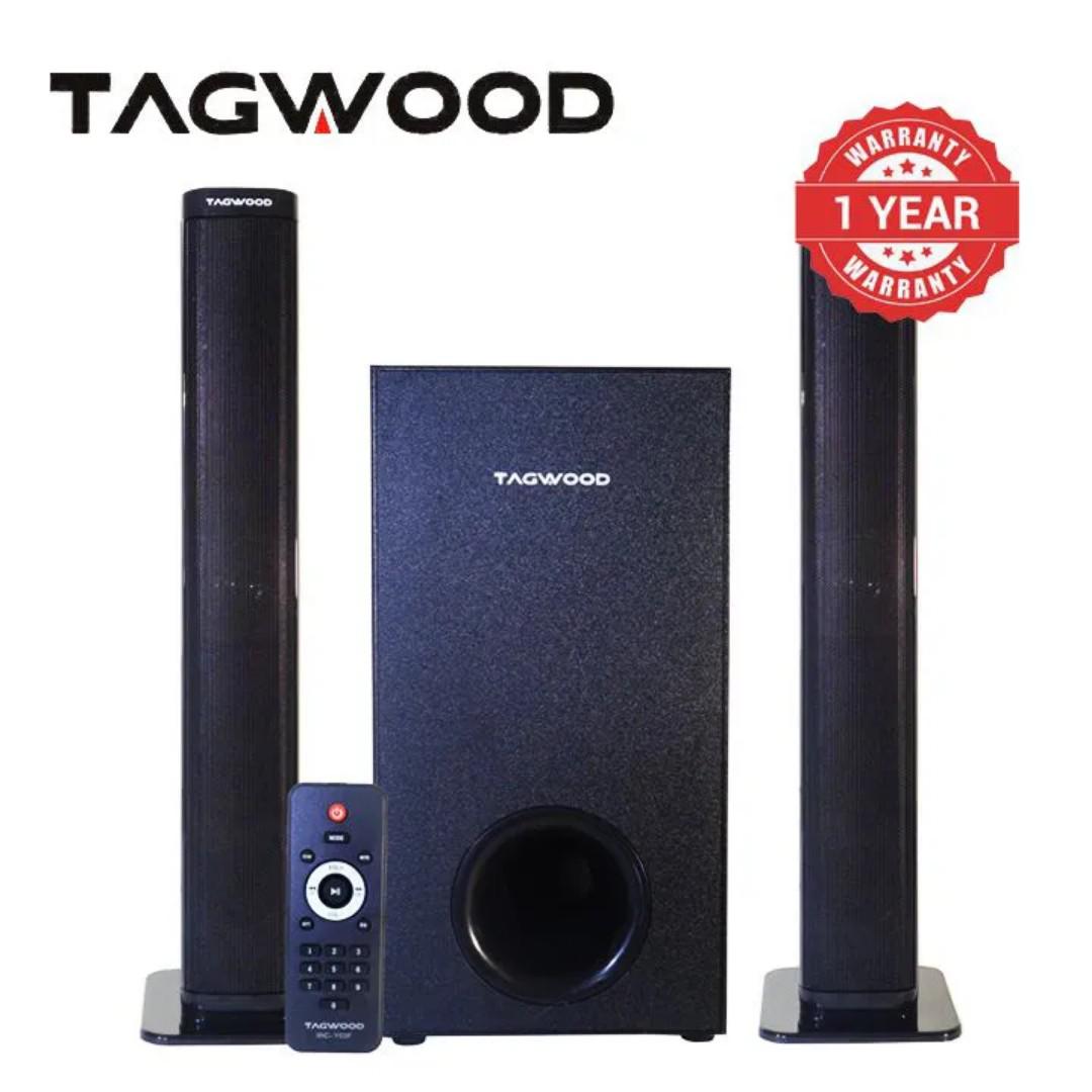 Tagwood 7500W 2.1CH Multimedia Bluetooth Speaker System, powerful channel audio setup features two sleek tower speakers and a massive, high-performance subwoofer that delivers deep, room-shaking bass.
