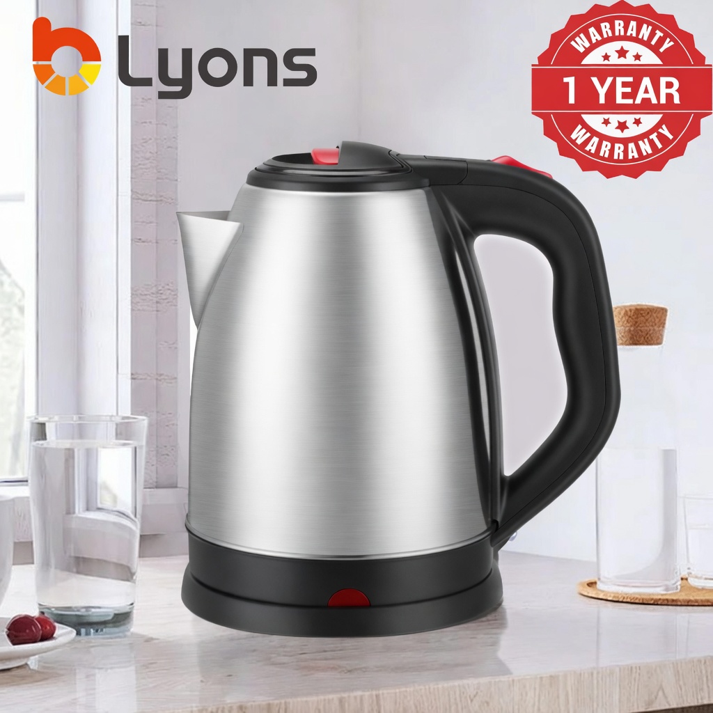 LYONS 1.8L Cordless Stainless Steel Electric Kettle (FK-0324 / FK-0301 / FK-0325 / FK-0323) - Silver