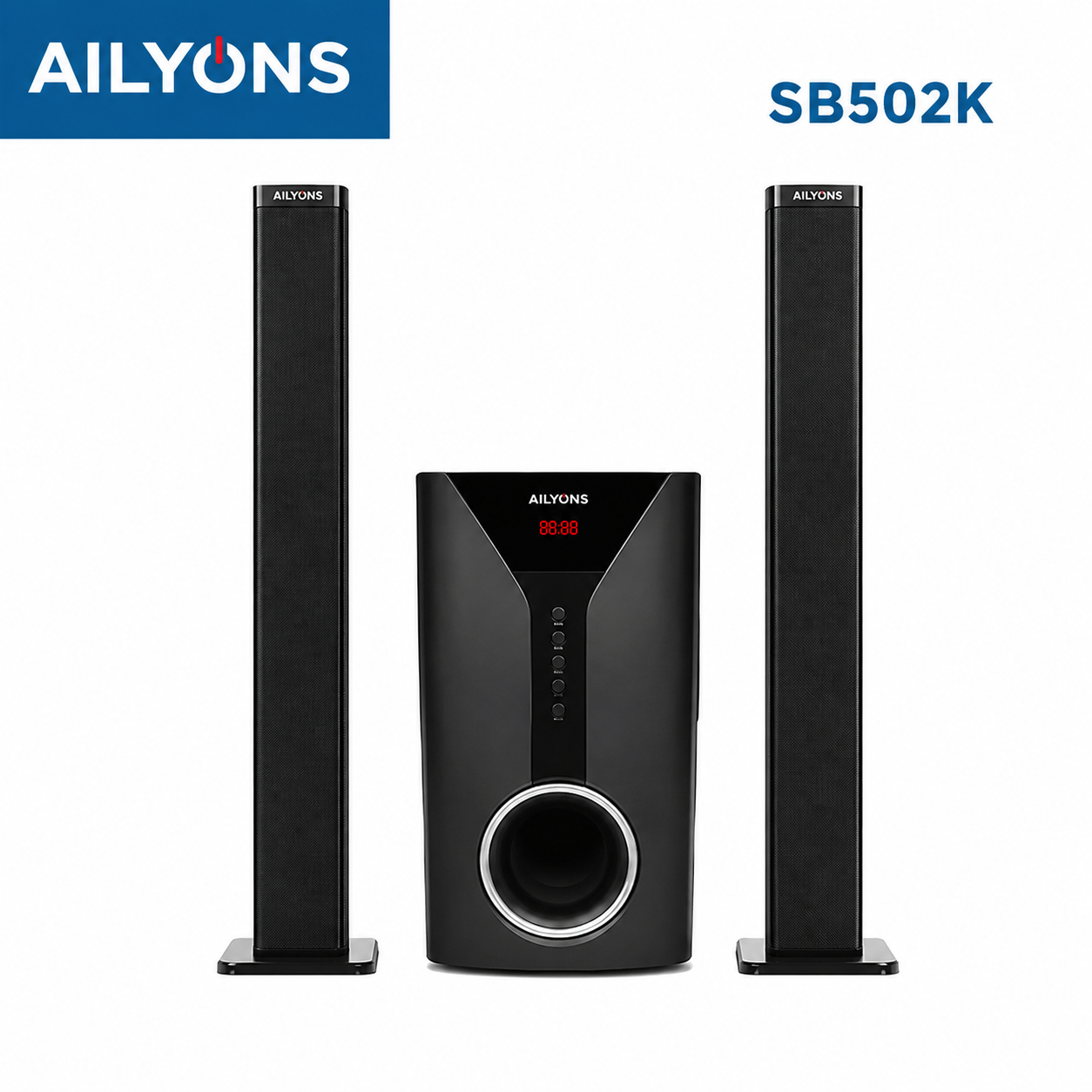 AILYONS SB502K 2.1 CH Subwoofer / Sound Bar Multimedia Speaker System, BT/USB/SD/FM - (1YR WRTY)