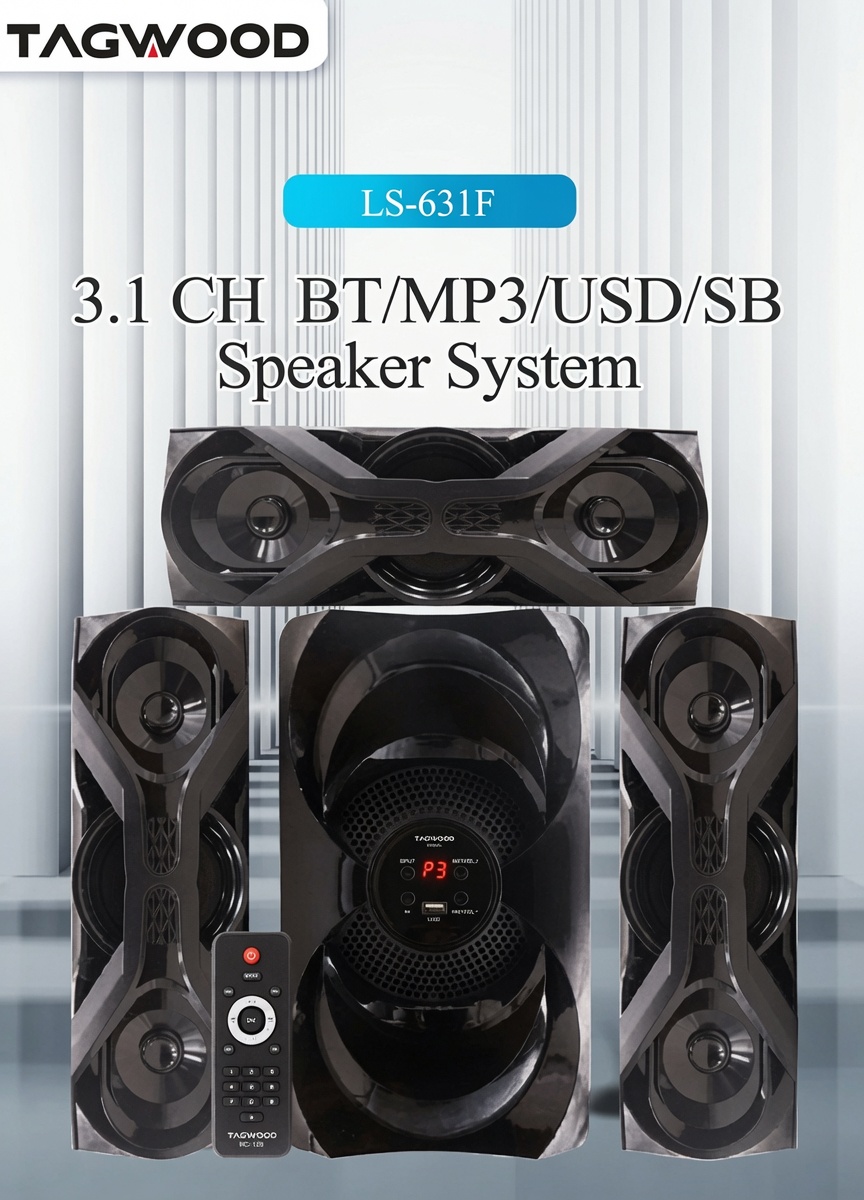 Tagwood LS-631F 3.1CH Bluetooth Home Theater System
Woofer Subwoofer | BT/USB/SD/FM | Hi-Fi Bass Speaker