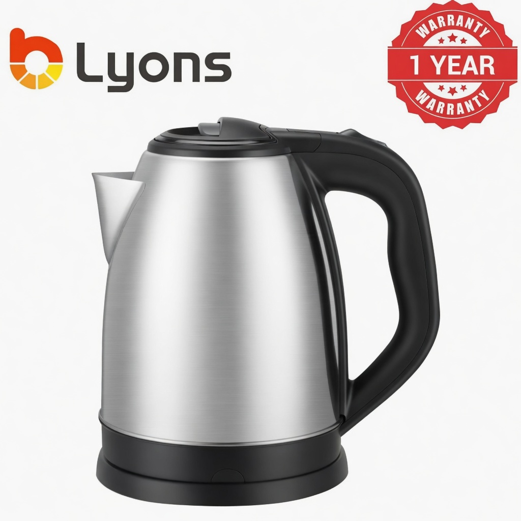 LYONS 1.8L Cordless Stainless Steel Electric Kettle (FK-0324 / FK-0301 / FK-0325 / FK-0323) - Silver