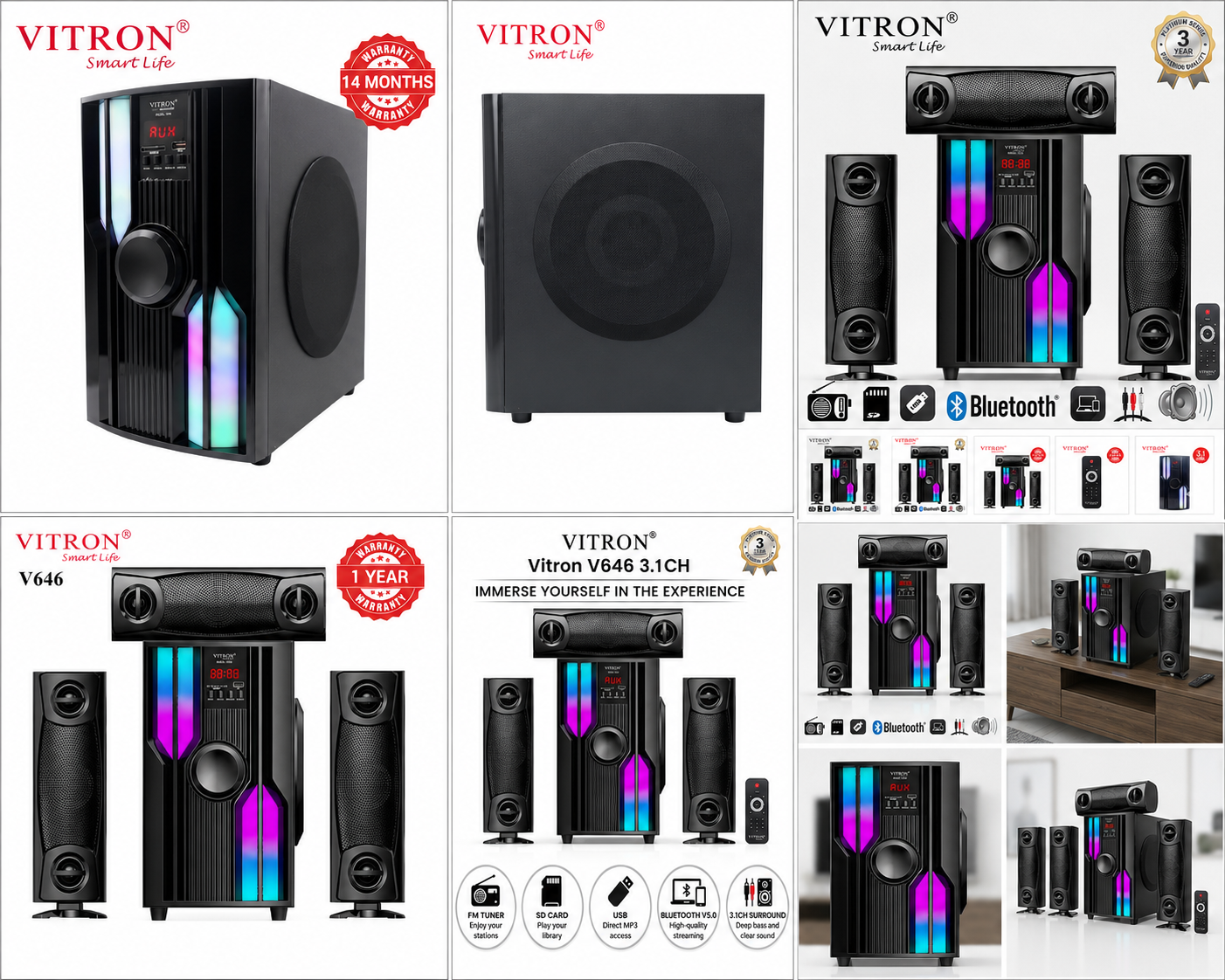 Vitron V646 3.1CH HOME THEATRE SOUND SYSTEM 10000W
