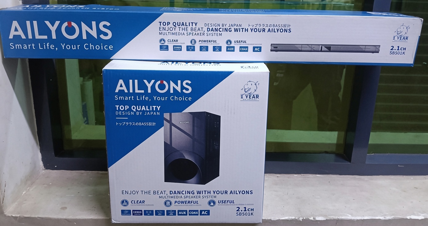 Ailyons SB501K 2.1CH Soundbar with Powerful Wireless Subwoofer - 18000W PMPO Bluetooth Multimedia Speaker System