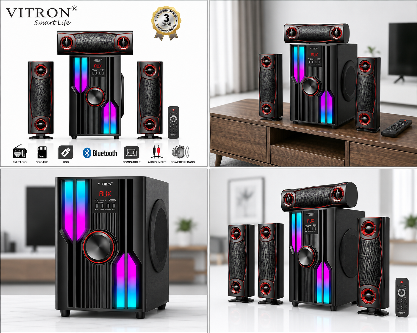 Vitron V646 3.1CH HOME THEATRE SOUND SYSTEM 10000W