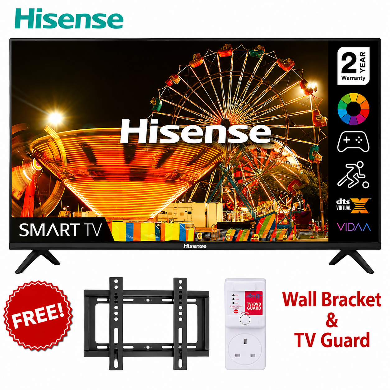 Hisense 32" Inch TV HD Smart TV With Netflix Youtube Prime Video, Dolyby Audio-2025 Model