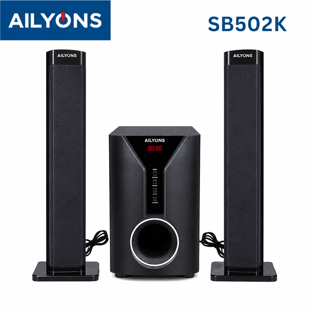 AILYONS SB502K 2.1 CH Subwoofer / Sound Bar Multimedia Speaker System, BT/USB/SD/FM - (1YR WRTY)