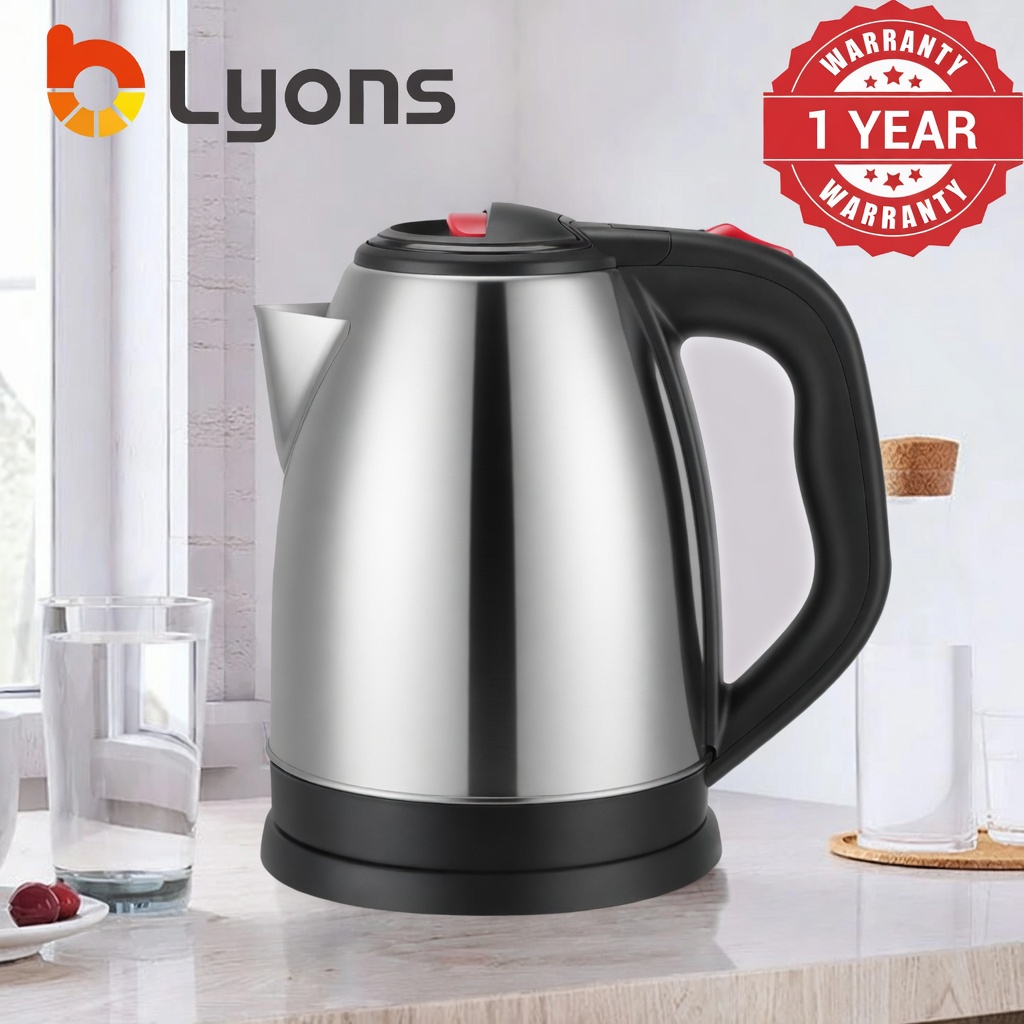 LYONS 1.8L Cordless Stainless Steel Electric Kettle (FK-0324 / FK-0301 / FK-0325 / FK-0323) - Silver