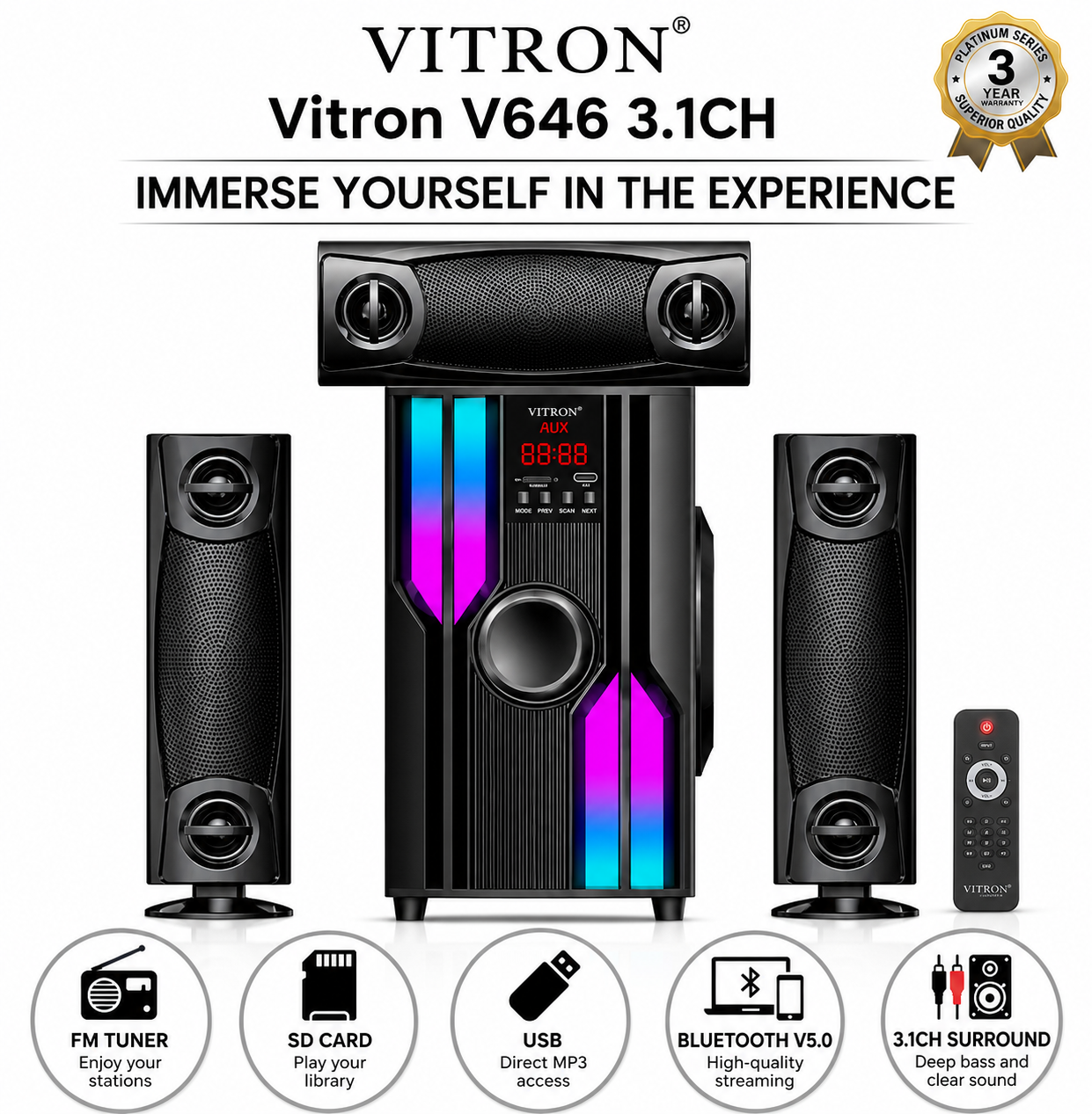 Vitron V646 3.1CH HOME THEATRE SOUND SYSTEM 10000W