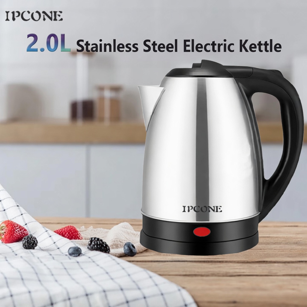 IPCONE Kettle 2L 1500W Energy Efficient Jug Cordless Stainless Steel Electric Water Kettle Boiling one year warrany