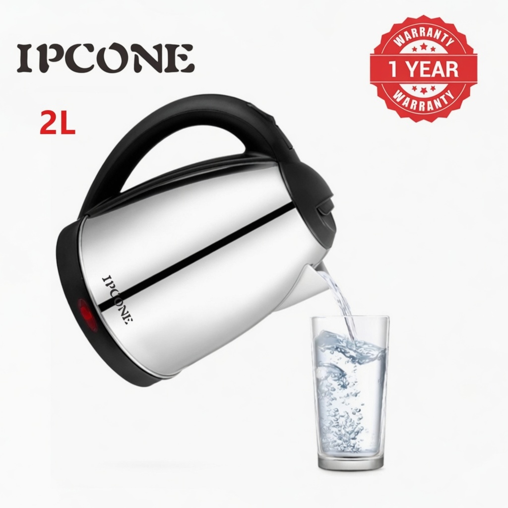 IPCONE Kettle 2L 1500W Energy Efficient Jug Cordless Stainless Steel Electric Water Kettle Boiling one year warrany