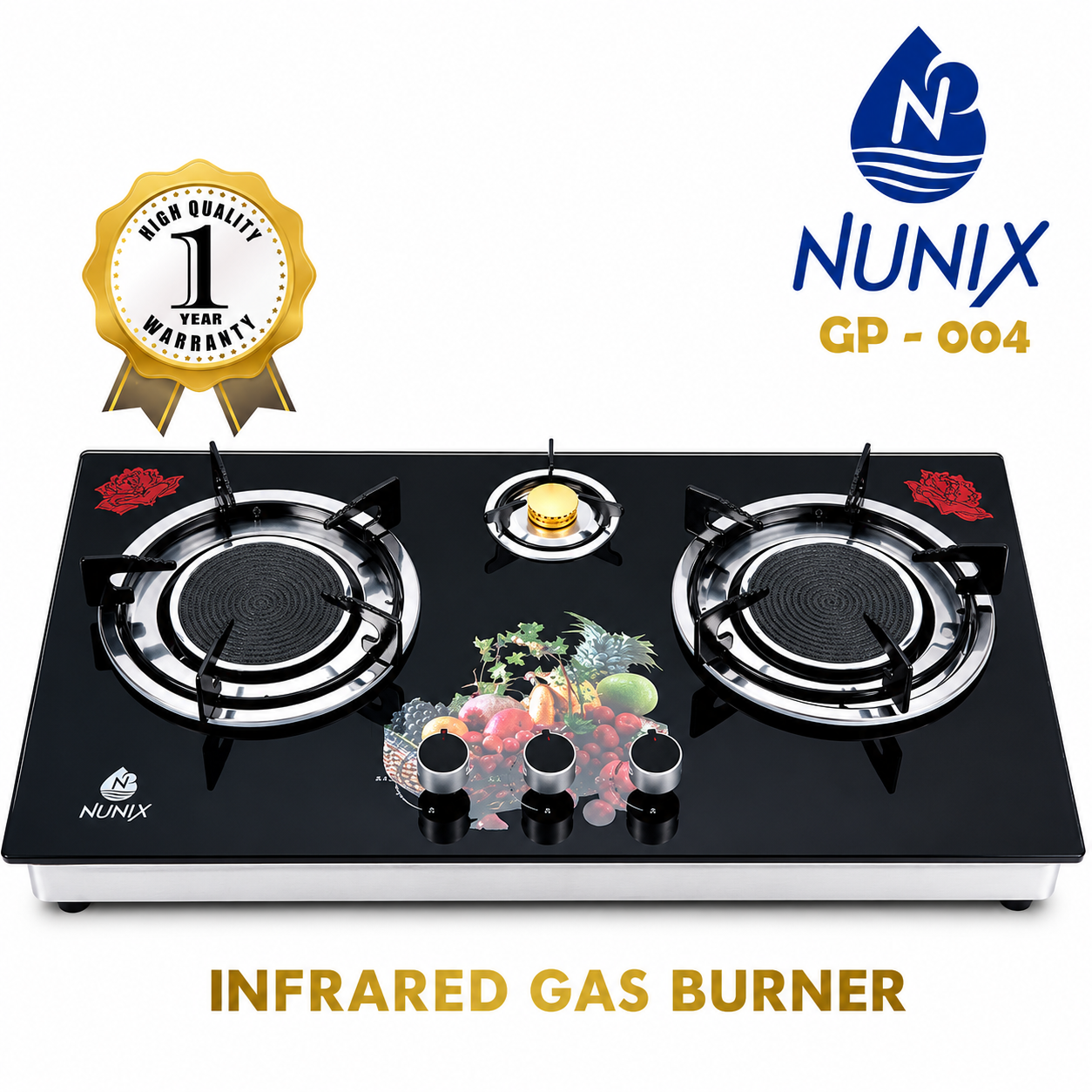 Nunix GP-004 Infrared 3-Burner Tabletop Gas Cookers