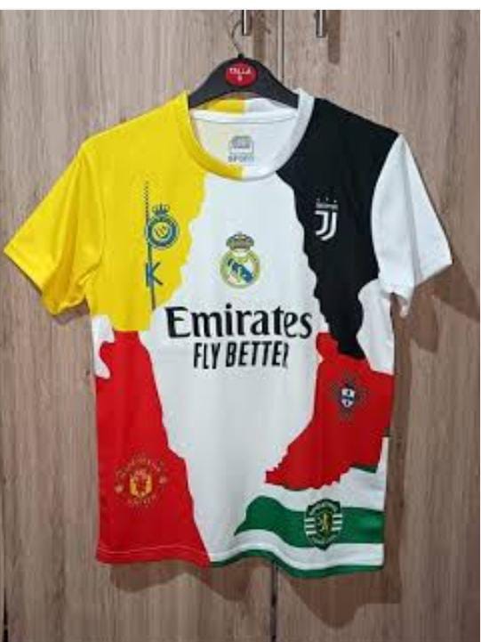 NEW  KIDS MULTICOLOR  2 PIECE FOOTBALL JERSEY AND SHORTS SET. KIDS FOOTBALL JERSEY AND SHORTS PREMIUM SPORTSWEAR ,FEATURING A UNIQUE MULTI STYLE MASHUP DESIGN WITH LIGHTWEIGHT AND BREATHABLE FABRIC.