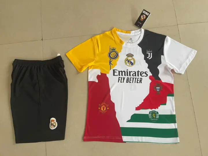 NEW  KIDS MULTICOLOR  2 PIECE FOOTBALL JERSEY AND SHORTS SET. KIDS FOOTBALL JERSEY AND SHORTS PREMIUM SPORTSWEAR ,FEATURING A UNIQUE MULTI STYLE MASHUP DESIGN WITH LIGHTWEIGHT AND BREATHABLE FABRIC.