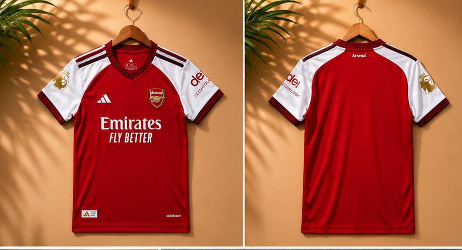 New arrival 2025/26 2in1Premium Kids football set; Jersey + Shorts Set. Let your young Gunner show their passion for football with this stylish Kids Football Kit Crafted from lightweight fabric