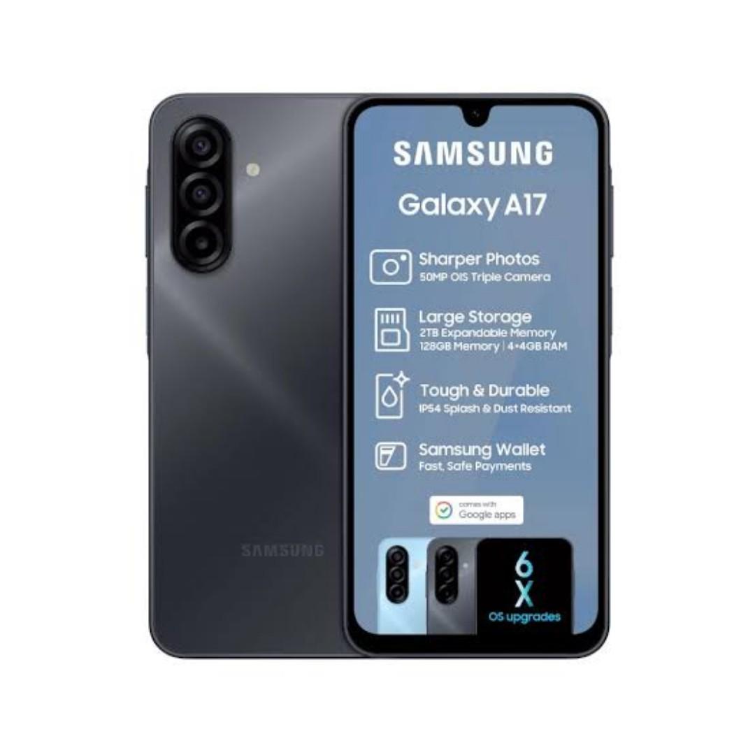[12 months Local Warranty] Samsung Galaxy A17 128GB+4GB 6.7" Super AMOLED Display Mediatek Helio G99 50MP Triple Camera Android 15 IP54 Waterproof 5000mAh 25W Type-C AI Smart Phones Samsung A17 phone