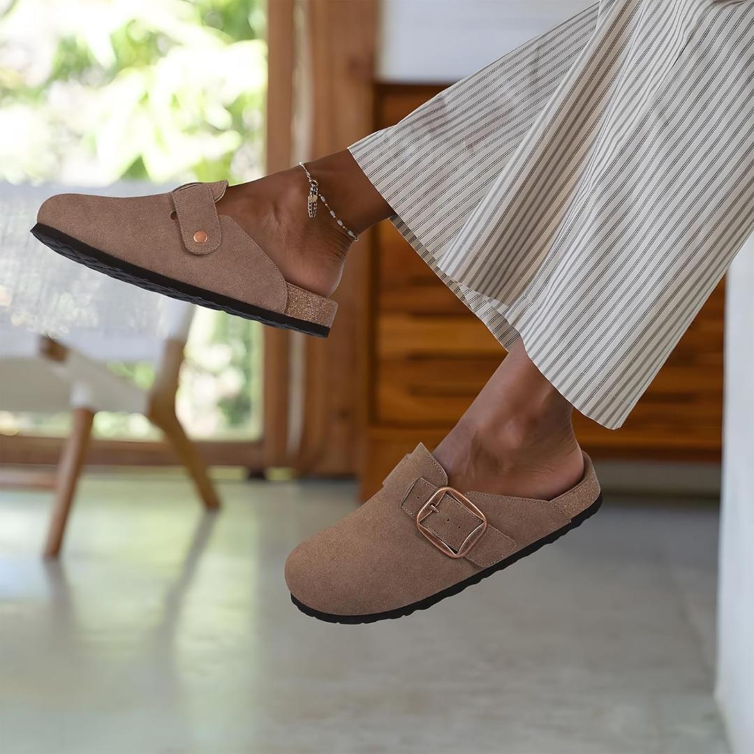BULLIANT Clogs Slippers Sandals Nurse Work Shoes Men Women,Fleece-Lined Upper+Memory FOAD Cushioned Cork-Footbed