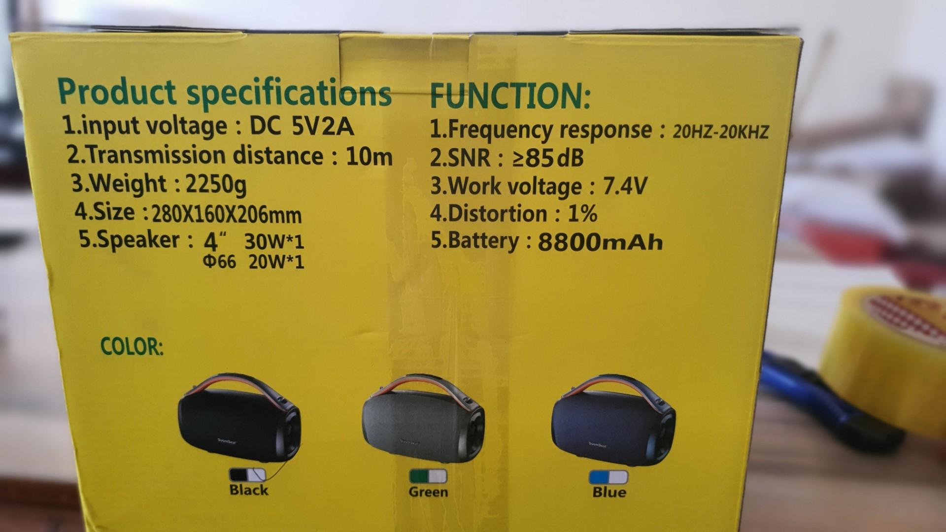 BoomBest LN 716BT Portable Bluetooth Speaker Super Bass Wireless Speaker Bluetooth 5.0 USB/TF/AUX/FM 8800mAh Rechargeable Battery 10M Range