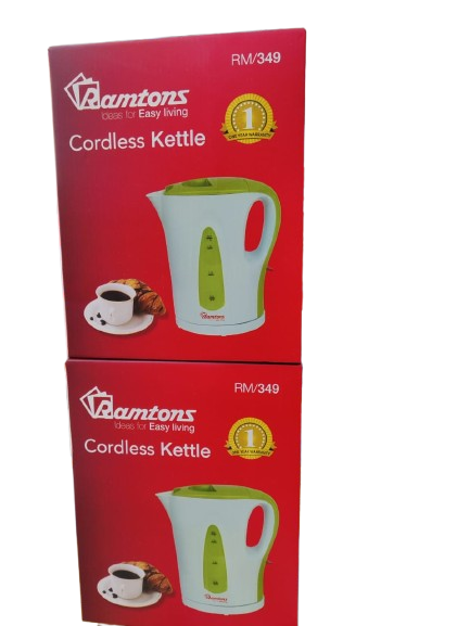 Ramtons Cordless Electric Kettle 1.7L RM349 – 2200W Fast Boil, 360° Cordless Base, Auto Shut-Off, Boil-Dry Protection, Water Level Indicator, Easy Pour Family Kettle for Home & Office