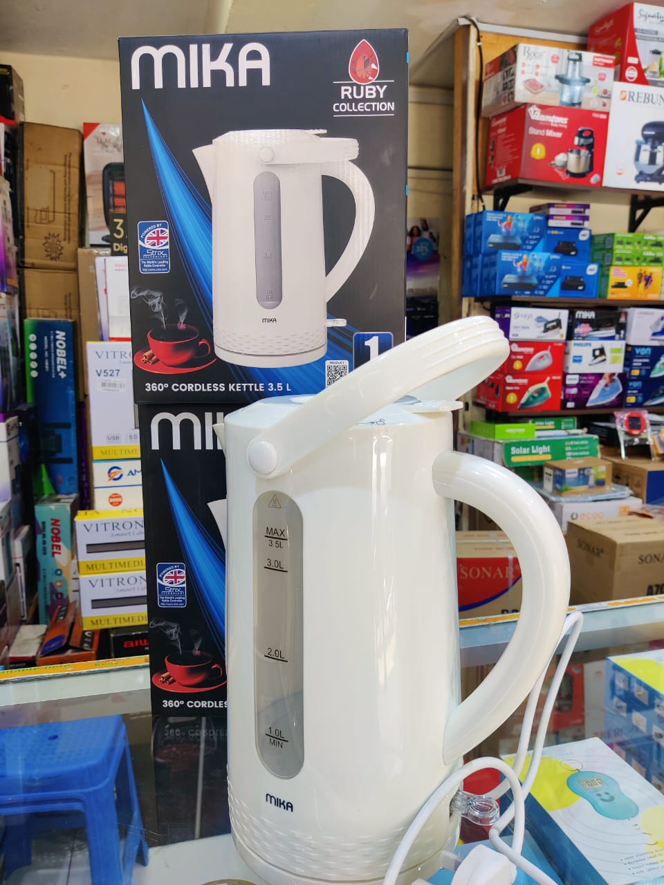 Mika 3.5L Cordless Electric Kettle | 2200W High Power Fast Boil Water Heater with Auto Shut-Off, Boil-Dry Protection, Large Capacity Durable Plastic Body & Easy-Clean Design for Family, Home & Office