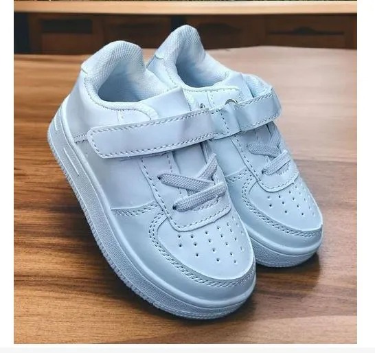 All-white Sneakers.cute Airforce 1 Spring Autumn Boys Girl's Kids White Fashion Casual Shoes Non-slip Sneakers Sports Shoes PVC Unisex Print Rubber Mesh.