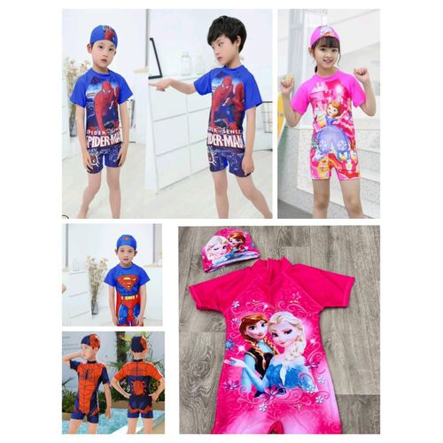 Premium Cartoon Kids Colourful Swimming Costume – Comfortable Quick-Dry Skin-Friendly Swimwear with Modest Design for Boys Beach, Pool & Water Fun