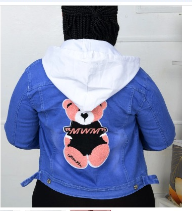 Luxury Women's  Denim Jacket with Premium Teddy Bear Embroidery – Trendy Oversized Button-Up Jean Coat, Fashion Streetwear Casual Outerwear for Ladies