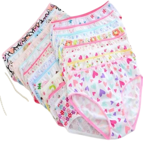 Girls' Pure Cotton Printed Briefs Panties Set – Soft Breathable Kids Underwear, Cute Cartoon & Heart Pattern Multicolor Comfortable Everyday Innerwear Pack