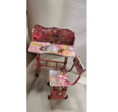 Kids Cartoon Study Table & Chair Set – Adjustable Children's Learning Desk with Storage Drawer, Bookshelf & Ergonomic Chair for Boys & Girls