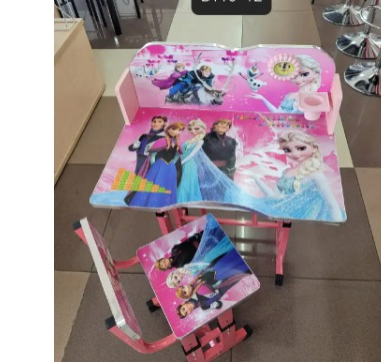 Kids Cartoon Study Table & Chair Set – Adjustable Children's Learning Desk with Storage Drawer, Bookshelf & Ergonomic Chair for Boys & Girls