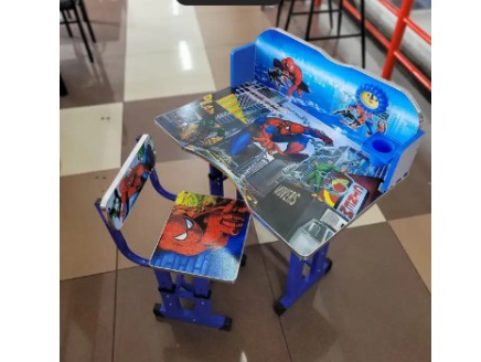 Kids Cartoon Study Table & Chair Set – Adjustable Children's Learning Desk with Storage Drawer, Bookshelf & Ergonomic Chair for Boys & Girls