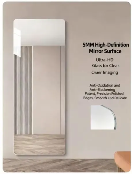 Peel and Stick Unbreakable Full Length Wall Mirror 40x150cm – Self Adhesive Dressing Mirror for Bedroom Bathroom Gym & Home Décor