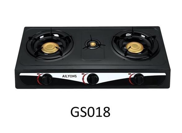 Ailyons GS018 Stainless Steel 3 Burner Gas Cooker Bundle – Triple Burner Table Top Gas Stove with FREE 2M Gas Pipe, Regulator & Clamps Kitchen Cooking Appliance