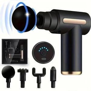 4 Head Physiotherapy Massage Gun Rechargeable Deep Tissue Massager 6 Speed Muscle Recovery Percussion Massage Device