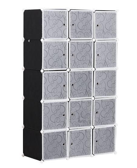 3 Column DIY Plastic Wardrobe Storage Cabinet Large Capacity Clothes Organizer Portable Closet Shoe Rack Storage Furniture Bedroom Wardrobe Cabinet