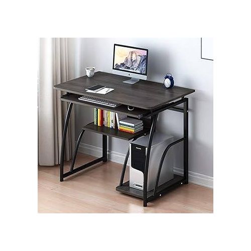 FULL SET Modern Home Office Computer Desk with Ergonomic Mesh Office Chair – Study Table(70*40*71)cm, Workstation, Keyboard Tray, Bookshelf & CPU Storage for Home, Office & Students
