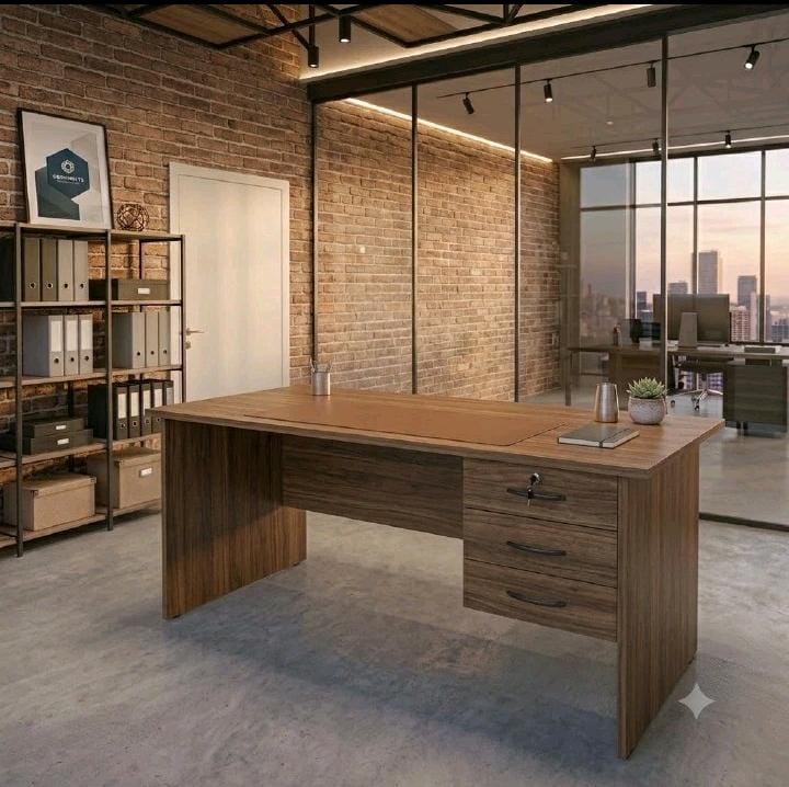 Executive Office Furniture Set – 1.2M Modern Office Desk, 1M 3-Drawer Lockable Office Desk with Keys & Secretarial Mesh Office Chair with Headrest | Ergonomic Home & Office Workstation
