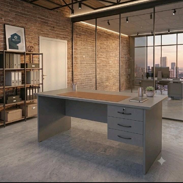 Executive Office Furniture Set – 1.2M Modern Office Desk, 1M 3-Drawer Lockable Office Desk with Keys & Secretarial Mesh Office Chair with Headrest | Ergonomic Home & Office Workstation