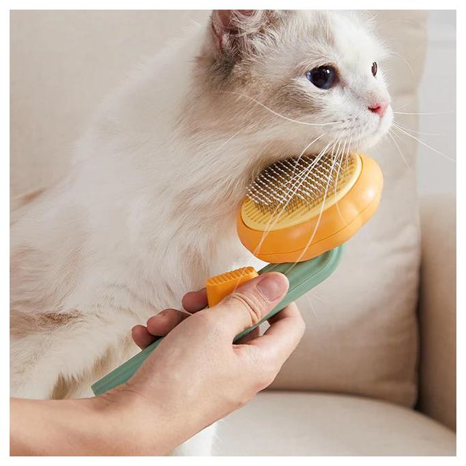Premium Pumpkin Pet Brush – Self Cleaning Grooming Brush for Dogs & Cats
