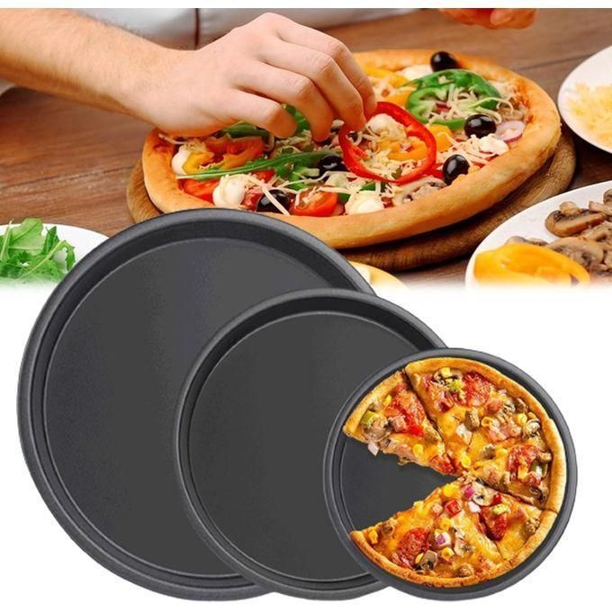 3pcs Pizza Pans Set, Carbon Steel Non Stick Material, Smooth Edges, Sizes: 24cm, 26cm And 27cm