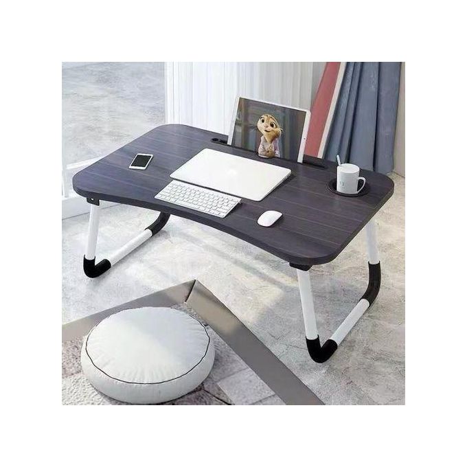 Multi-Purpose Portable Laptop Table, Foldable Wooden Desk For Bed Tray, Laptop Table, Study Table With Mug Holder, Ergonomic, Non-Slip Legs In Bed Table